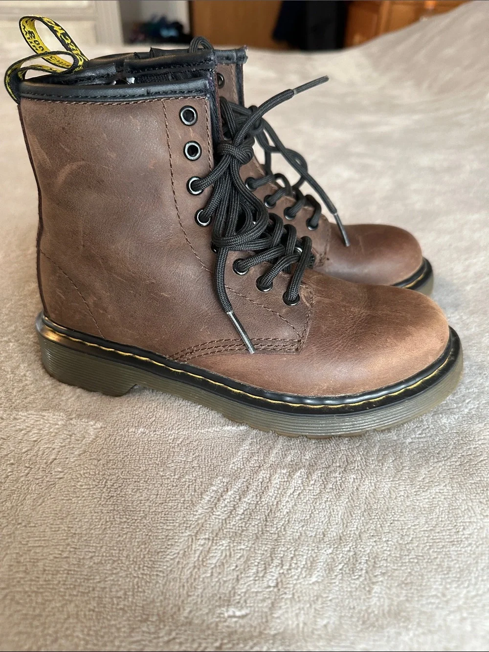 Dr. Martens Delaney Kids Brown Leather Boots Size 13